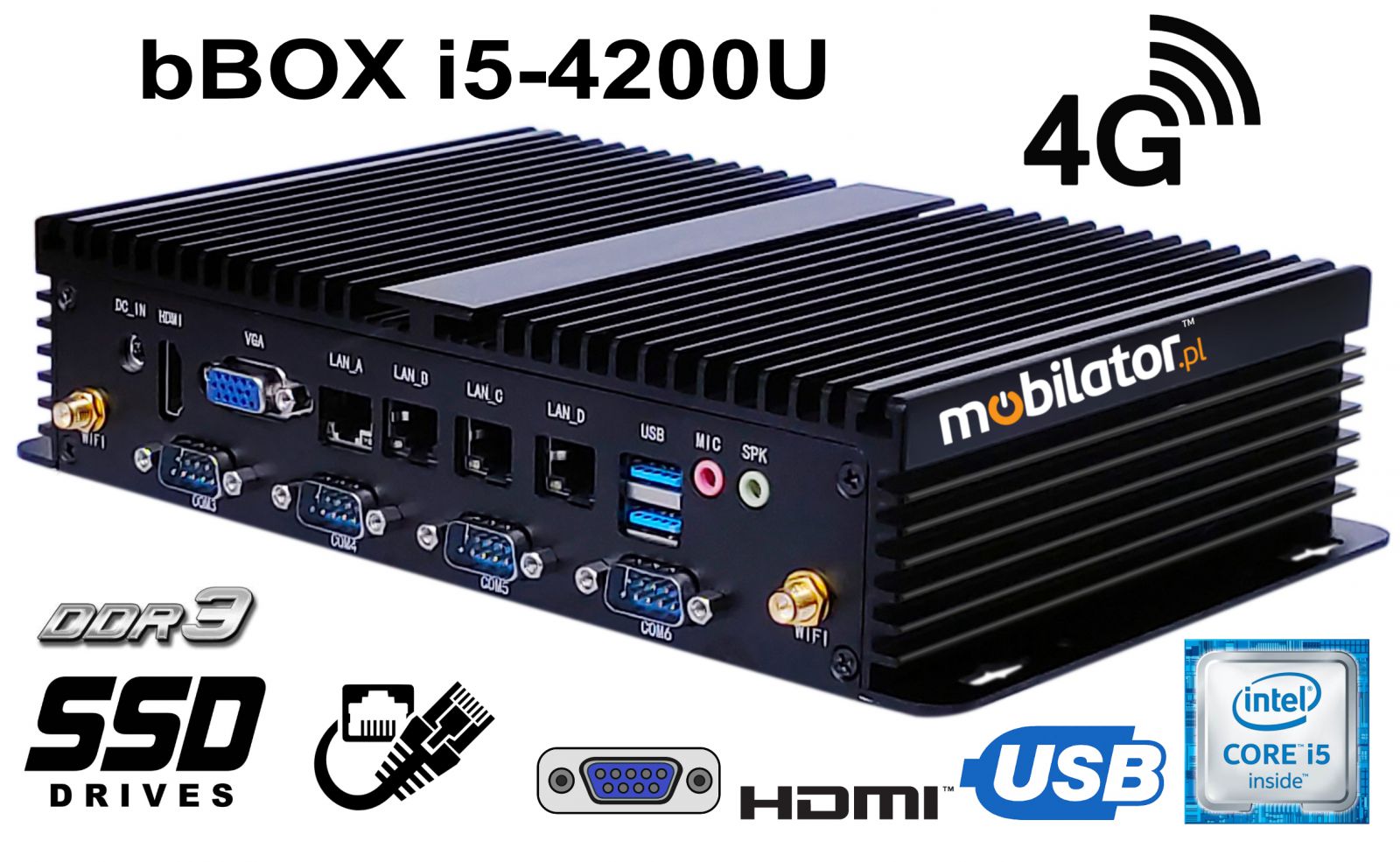 bBox 4xLan BestView Industrial computer for warehouse applications with Bluetooth WiFi 3G 4G 6x COM module